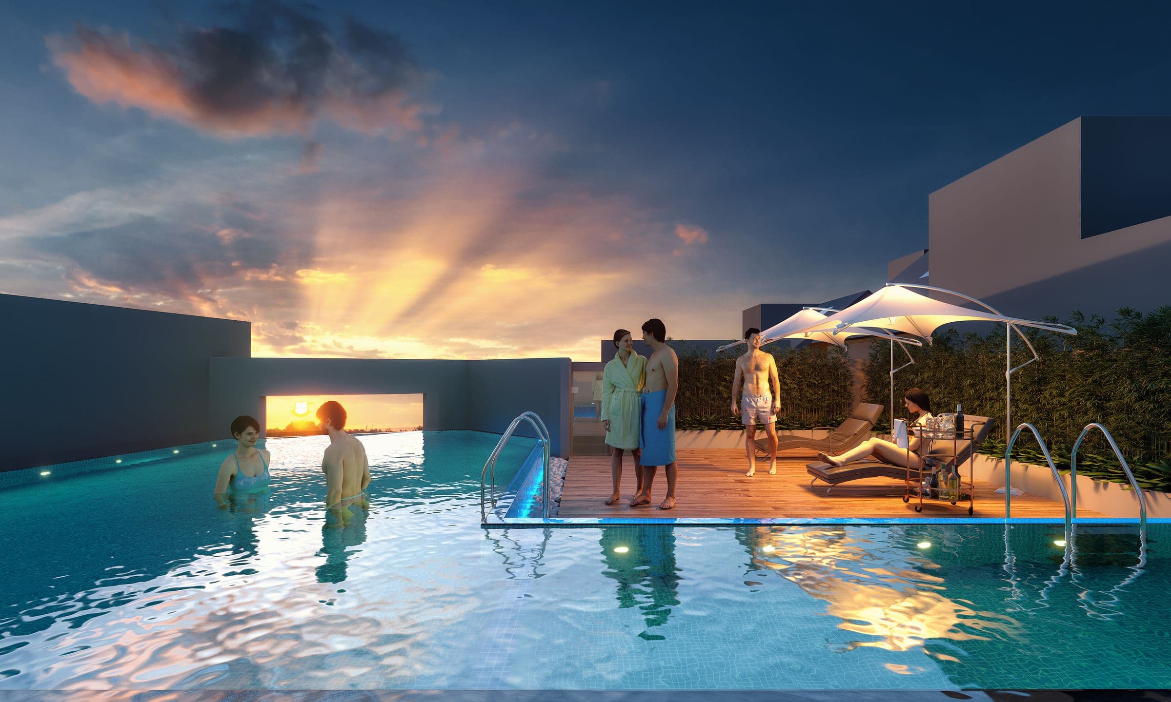 EUROPA pool at sunset